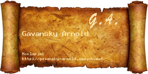 Gavansky Arnold névjegykártya